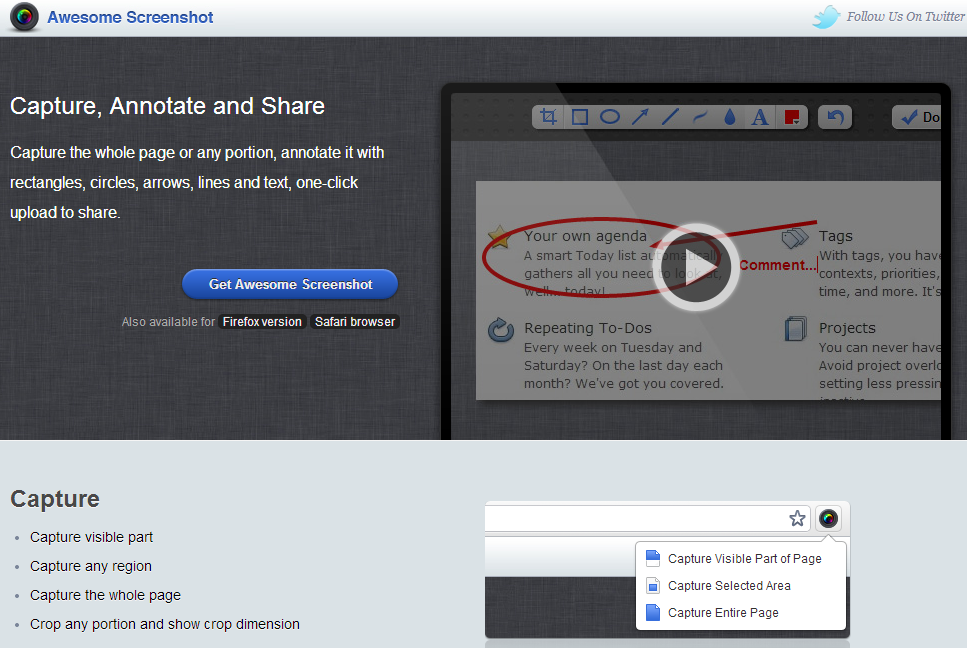 Extensión para Google Chrome Awesome Screenshot recomendada por WebCarpet™