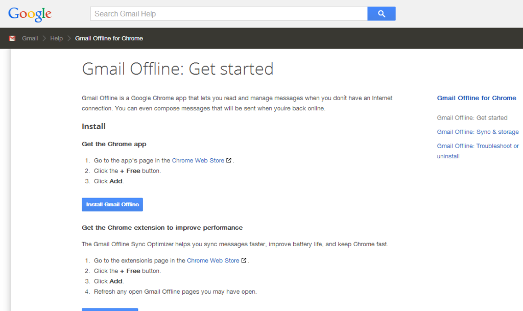 Extensión para Google Chrome Gmail Offline recomendada por WebCarpet™ 