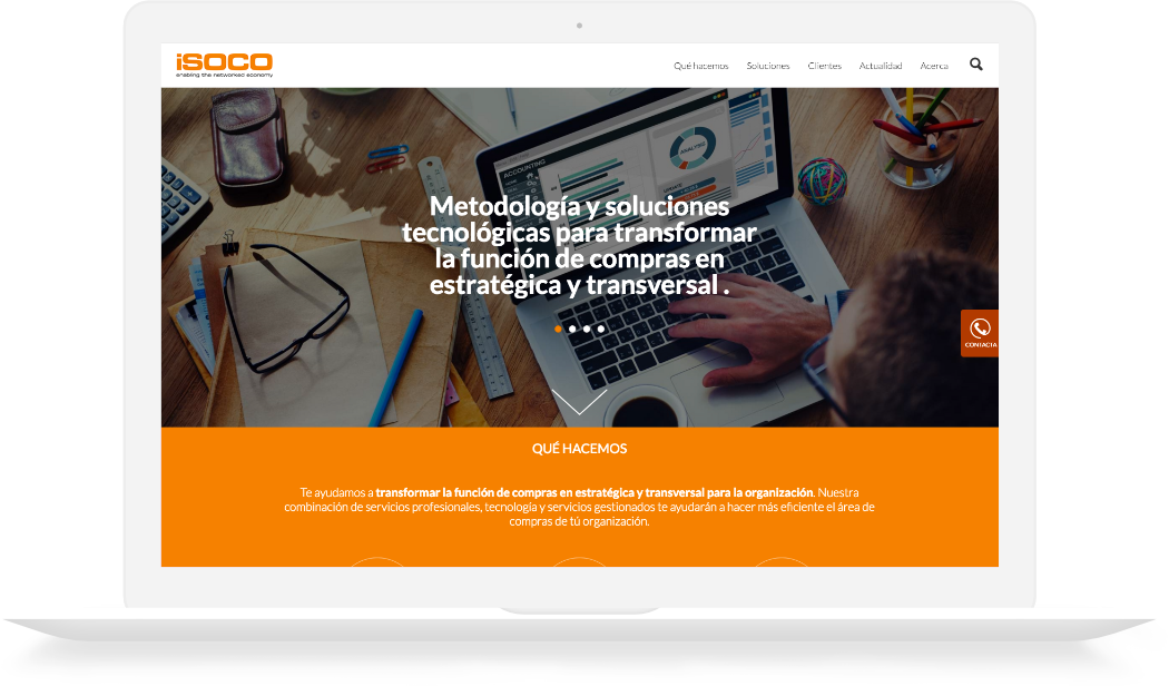 Proyecto servicios tecnológicos iSOCO para todos los dispositivos desarrollado por la agencia digital webcarpet