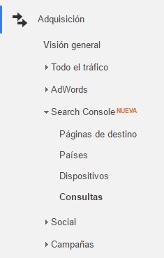 Search Console junto con Google Analytics